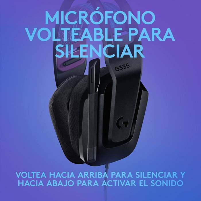 Logitech G335 Auriculares Gaming con Micrófono, Conexión Jack 3.5mm, Ligero 240g, Negro, Plug and Play para PC, Xbox, PlayStation, Switch